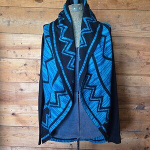 Black and Turquoise, Southwest design long sleeve cardigan